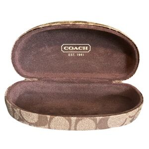 Coach Hard Clamshell Signature Eyeglass Sunglasses Case Khaki Brown